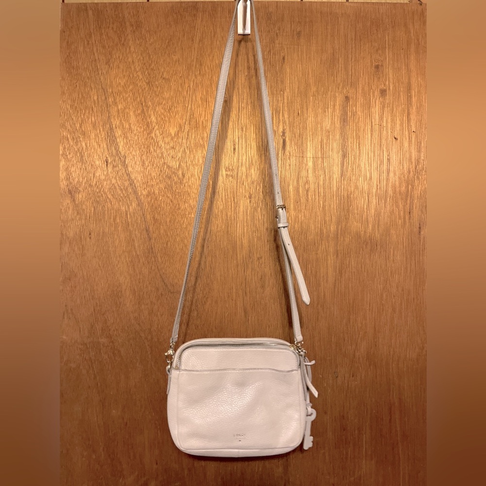 Gray Fossil Crossbody Purse with Authentic Protective Sack
